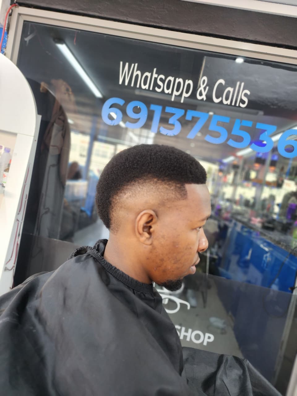 Freshly finished haircut inside Chico's Barbershop